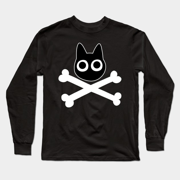 Black Cat Pirate Long Sleeve T-Shirt by pako-valor